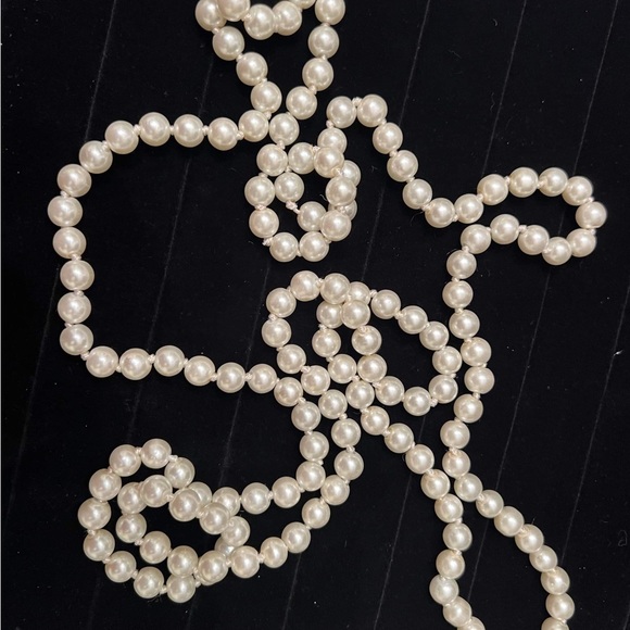 Long Strand Pearls, Faux Pearl Necklace, 60" pearl necklace, glass pearl - Picture 3 of 3